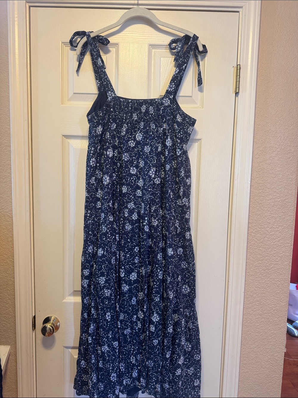 MADEWELL Navy Cotton Floral Bow Strap Sundress - Picture 4 of 5